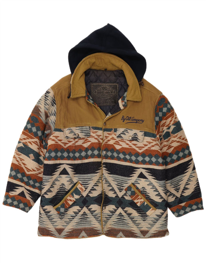 Oil Company Mens Windbreaker Coat UK 40 Large Multicoloured Fair Isle Aztec
