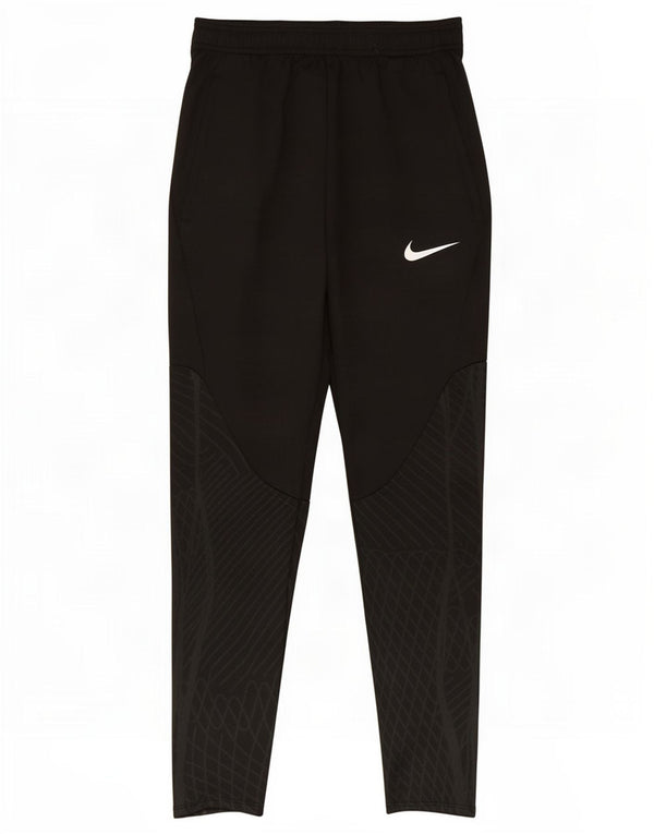 Nike Boys Dri Fit Slim Tracksuit Trousers 12-13 Years Large Black Geometric