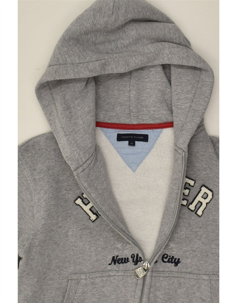 TOMMY HILFIGER Girls New York Graphic Zip Hoodie Sweater 9-10 Years Grey | Vintage Tommy Hilfiger | Thrift | Second-Hand Tommy Hilfiger | Used Clothing | Messina Hembry 