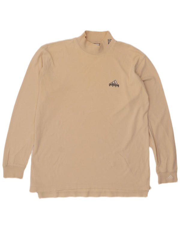 Adidas Mens Top Long Sleeve UK 38/40 Medium Beige Cotton