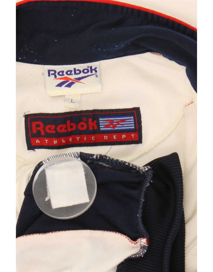 Reebok Mens Tracksuit Top Jacket Large White Colourblock Polyester