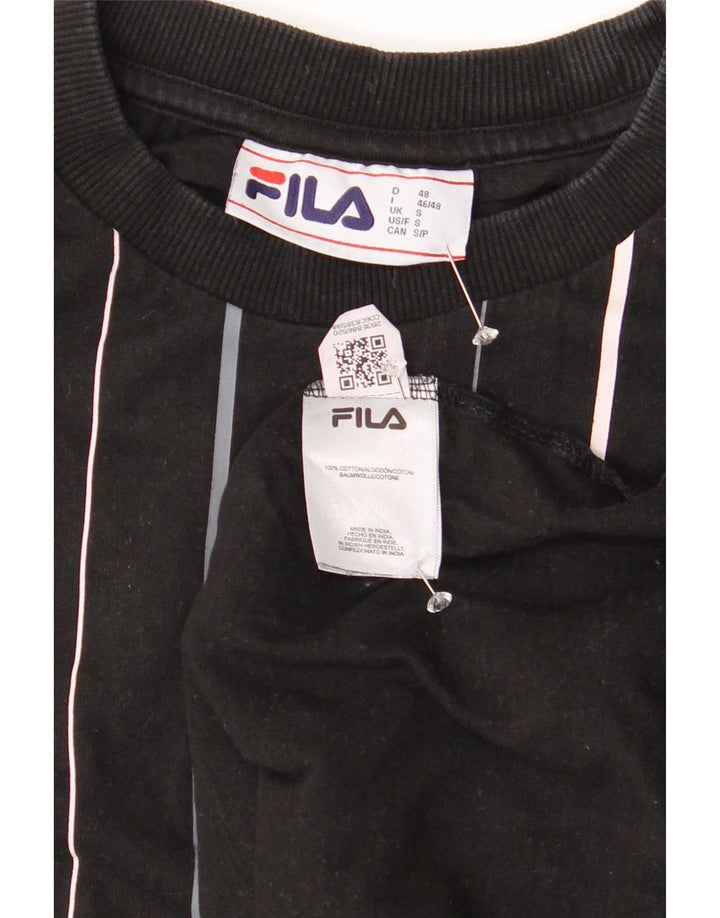 Fila Mens T-Shirt Top Small Black Striped Cotton