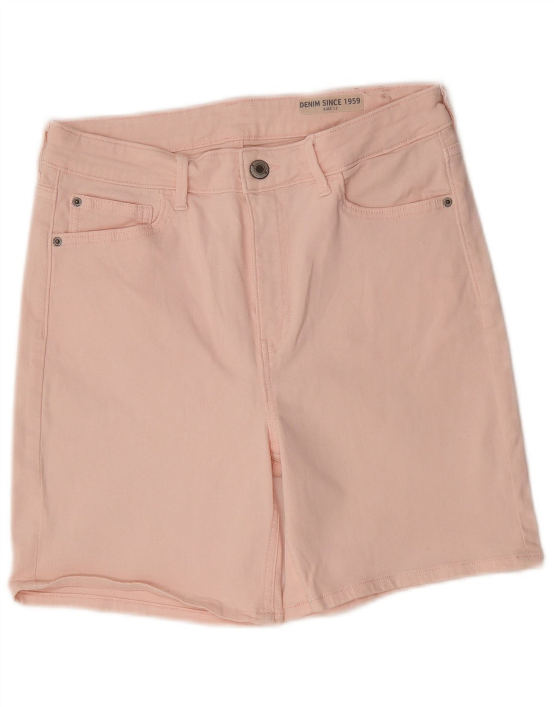 Marks & Spencer Womens Denim Shorts UK 12 Medium W30 Pink Cotton