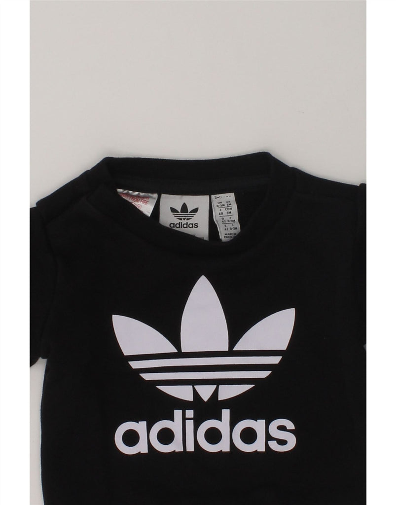 ADIDAS Baby Girls Graphic Sweatshirt Jumper 0-3 Months Black Cotton | Vintage Adidas | Thrift | Second-Hand Adidas | Used Clothing | Messina Hembry 