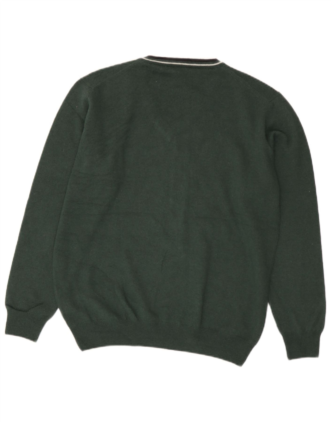 Fred Perry Boys V-Neck Jumper Sweater 15-16 Years Green Wool