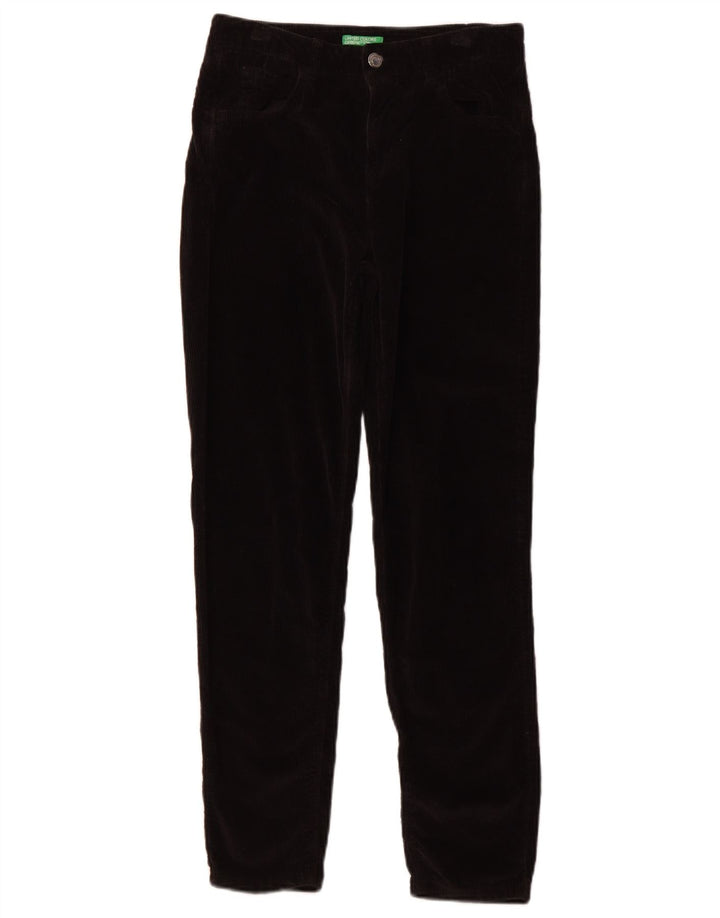 BENETTON Womens Slim Corduroy Trousers UK 8 Small W26 L27 Black Cotton