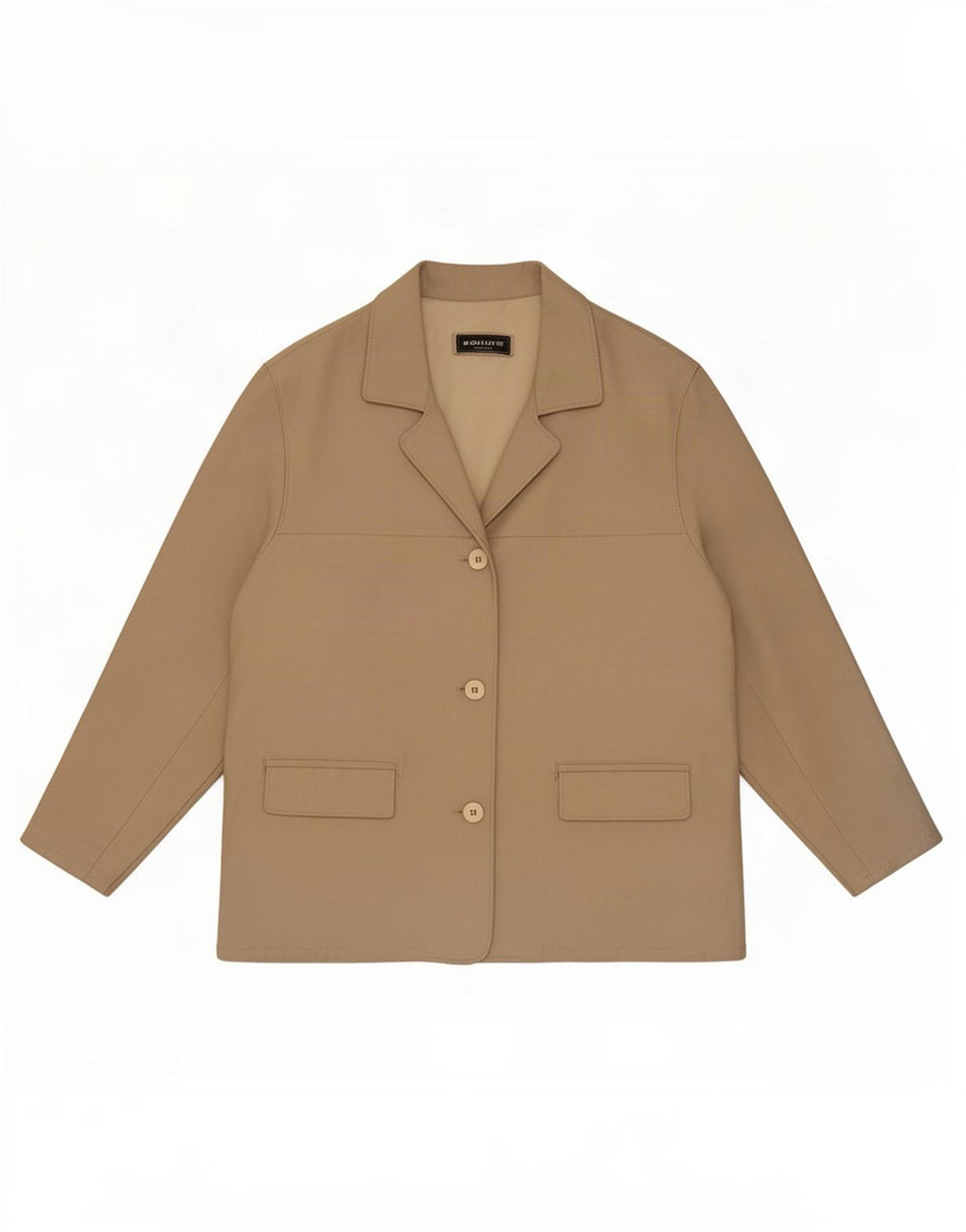 Equipe Womens Loose Fit Leather Jacket IT 42 Medium Beige