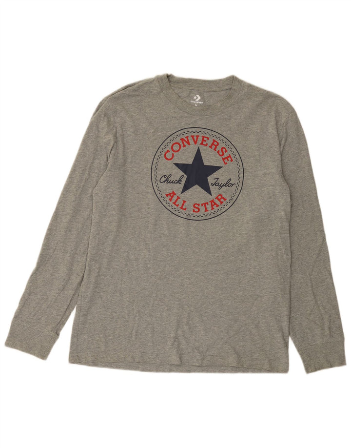 CONVERSE Mens Chuck Taylor Graphic Top Long Sleeve Large Grey Cotton