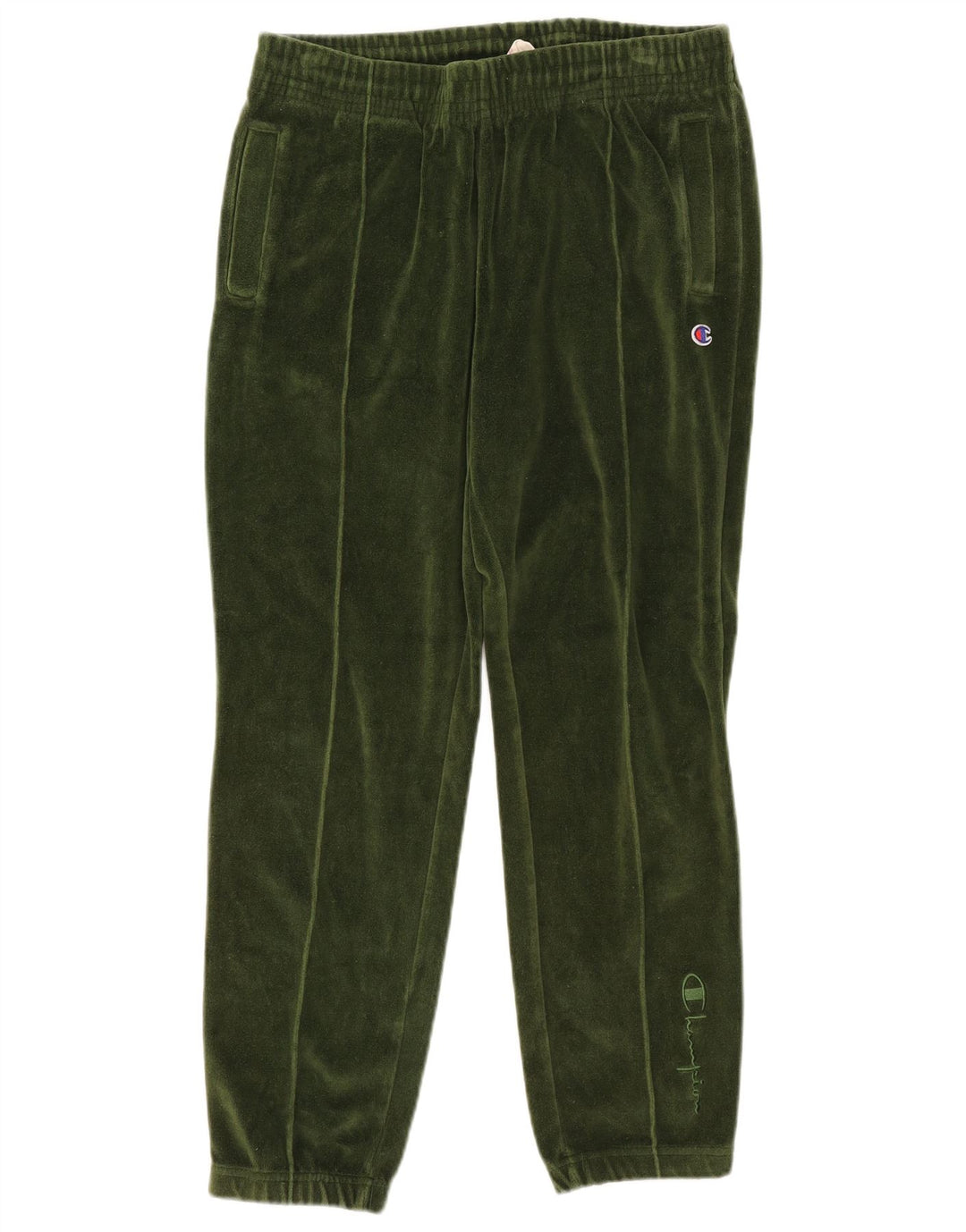 Champion Womens Velour Tracksuit Trousers Joggers Medium Green Cotton