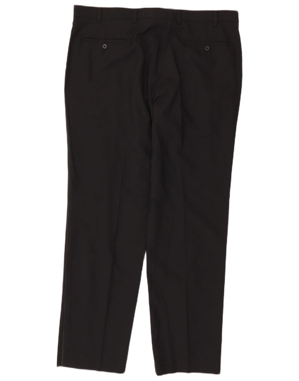 Marks & Spencer Mens Straight Suit Trousers W40 L33 Black Wool