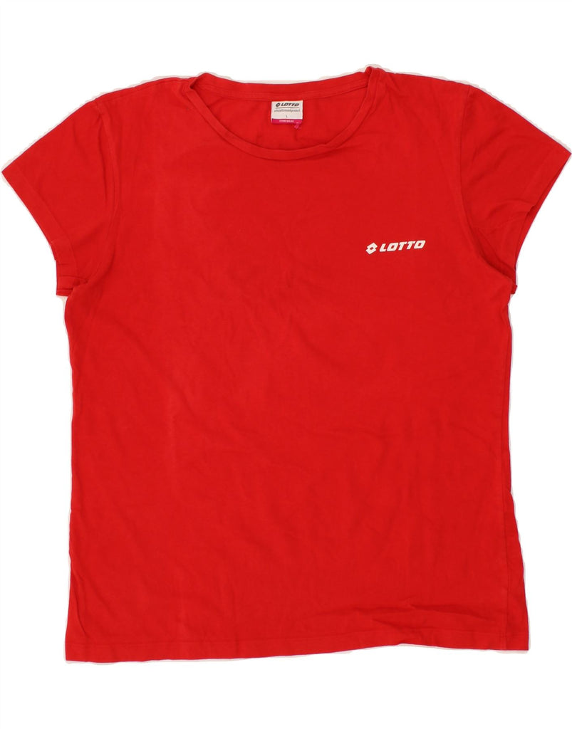 LOTTO Womens T-Shirt Top UK 16 Large Red Cotton Vintage Lotto and Second-Hand Lotto from Messina Hembry 