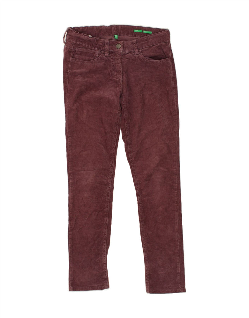 BENETTON Girls Skinny Corduroy Trousers 10-11 Years XL W30 L27 Maroon | Vintage Benetton | Thrift | Second-Hand Benetton | Used Clothing | Messina Hembry 