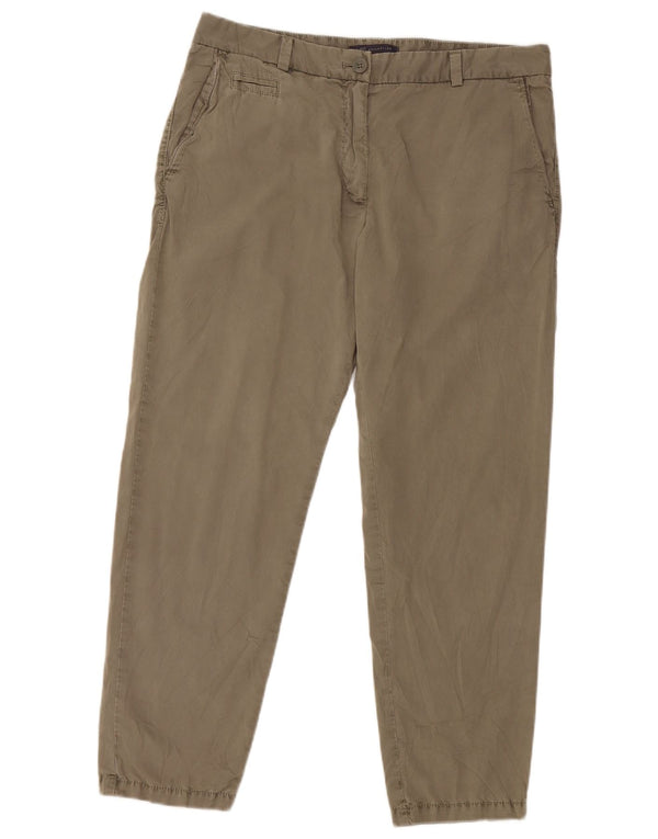 Marks & Spencer Womens Crop Slim Chino Trousers UK 14 Large W32 L26 Khaki