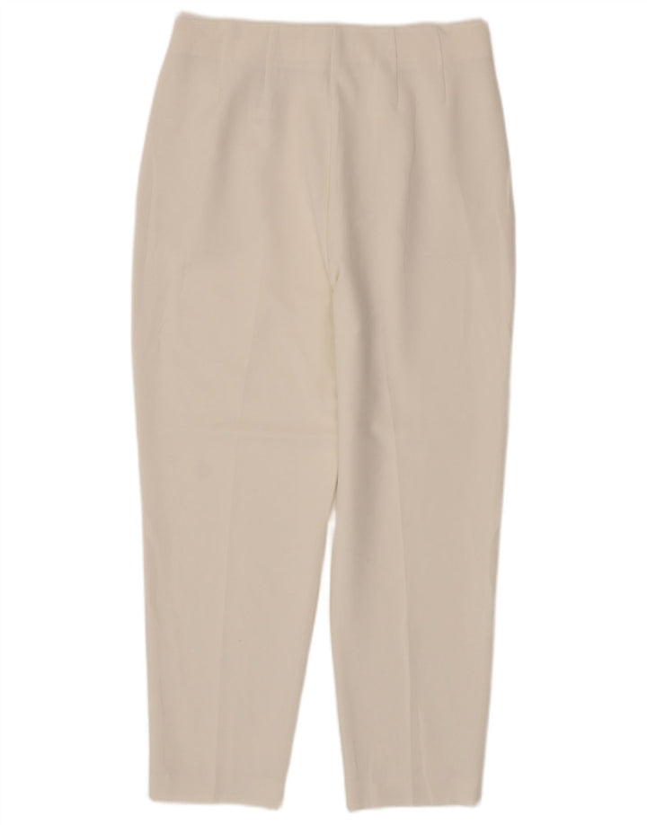 Marks & Spencer Womens Slim Cropped Trousers UK 12 Medium W30 L26 Off White