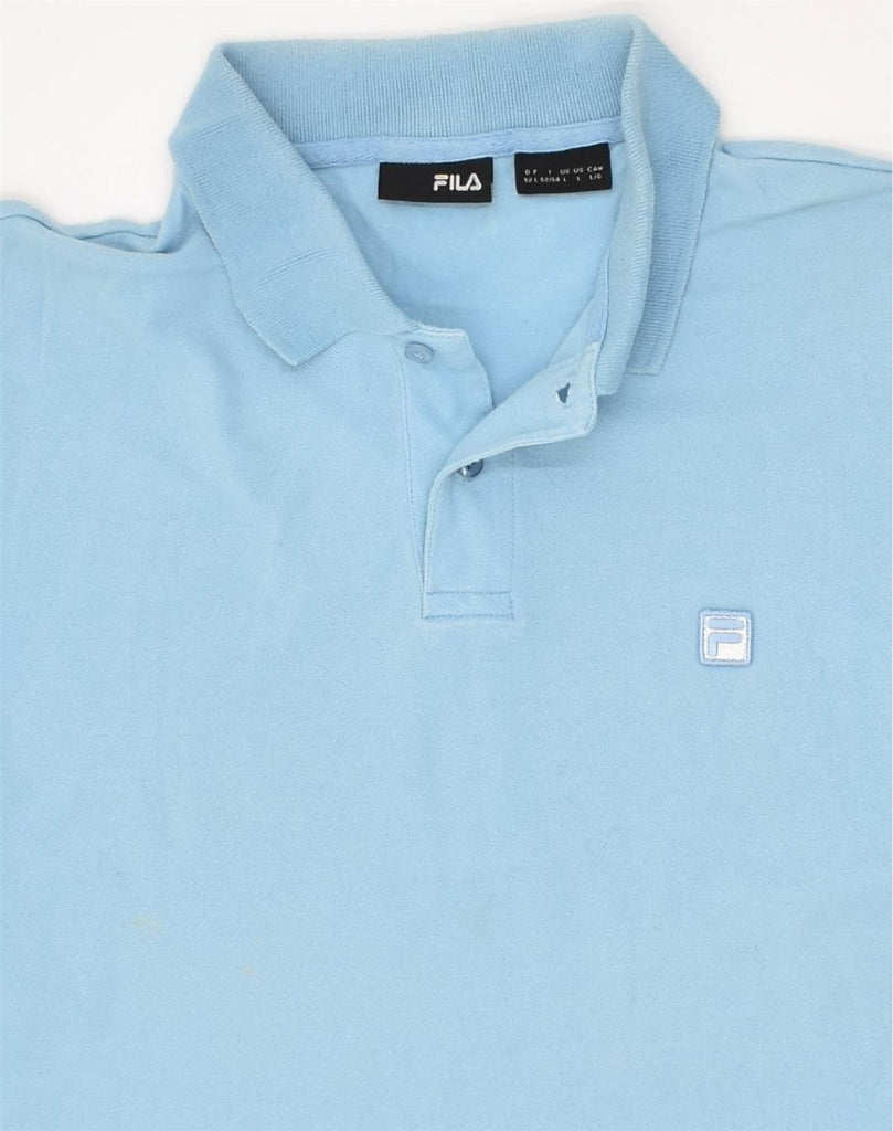 FILA Mens Slim Polo Shirt Large Blue Cotton | Vintage Fila | Thrift | Second-Hand Fila | Used Clothing | Messina Hembry 