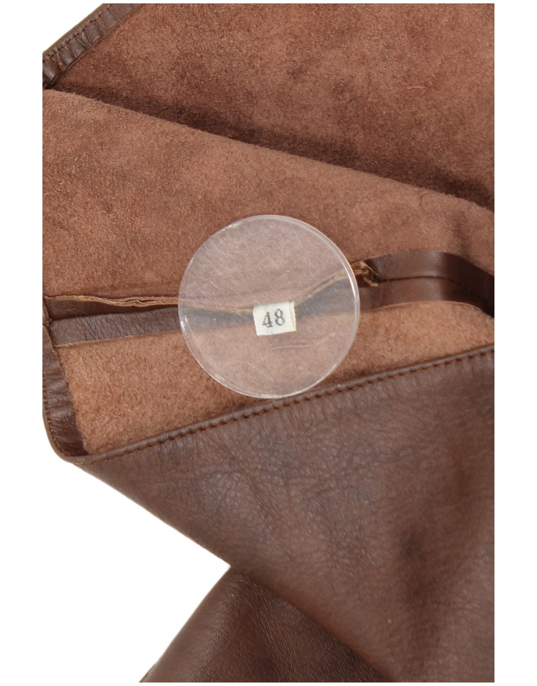 VINTAGE Womens Leather Waistcoat IT 48 XL Brown Leather