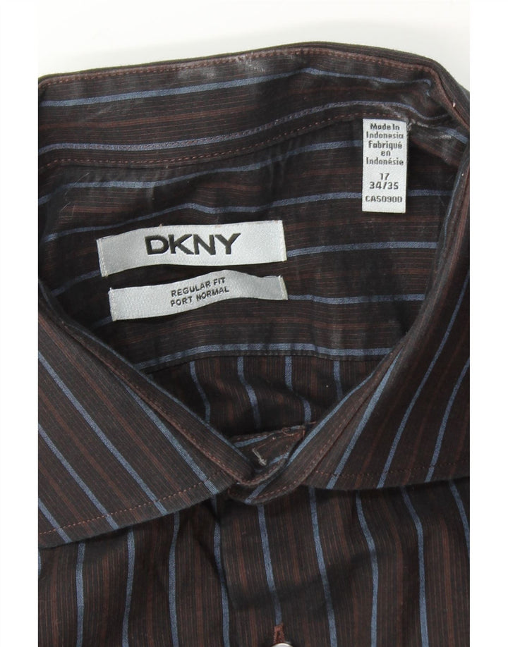 DKNY Mens Formal Shirt Size 17 XL Brown Striped Cotton Vintage Dkny and Second-Hand Dkny from Messina Hembry 