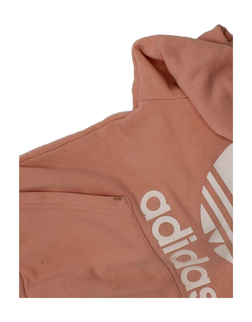 ADIDAS Girls Graphic Hoodie Jumper 7-8 Years Pink Cotton Vintage Adidas and Second-Hand Adidas from Messina Hembry 