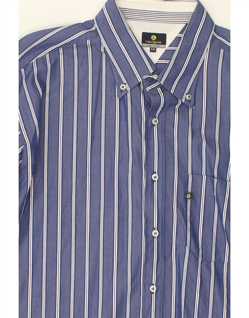 NAVIGARE Mens Shirt 2XL Blue Striped Vintage Navigare and Second-Hand Navigare from Messina Hembry 