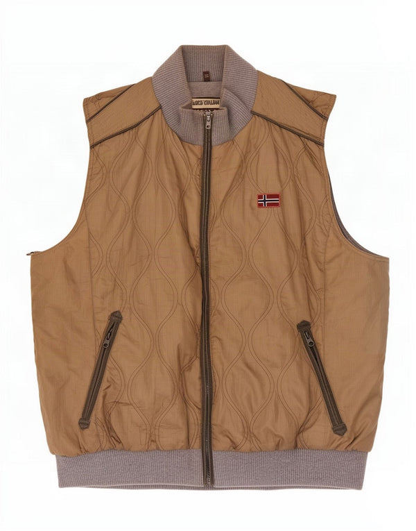 Napapijri Mens Quilted Gilet UK 46 3XL Beige Colourblock Polyester