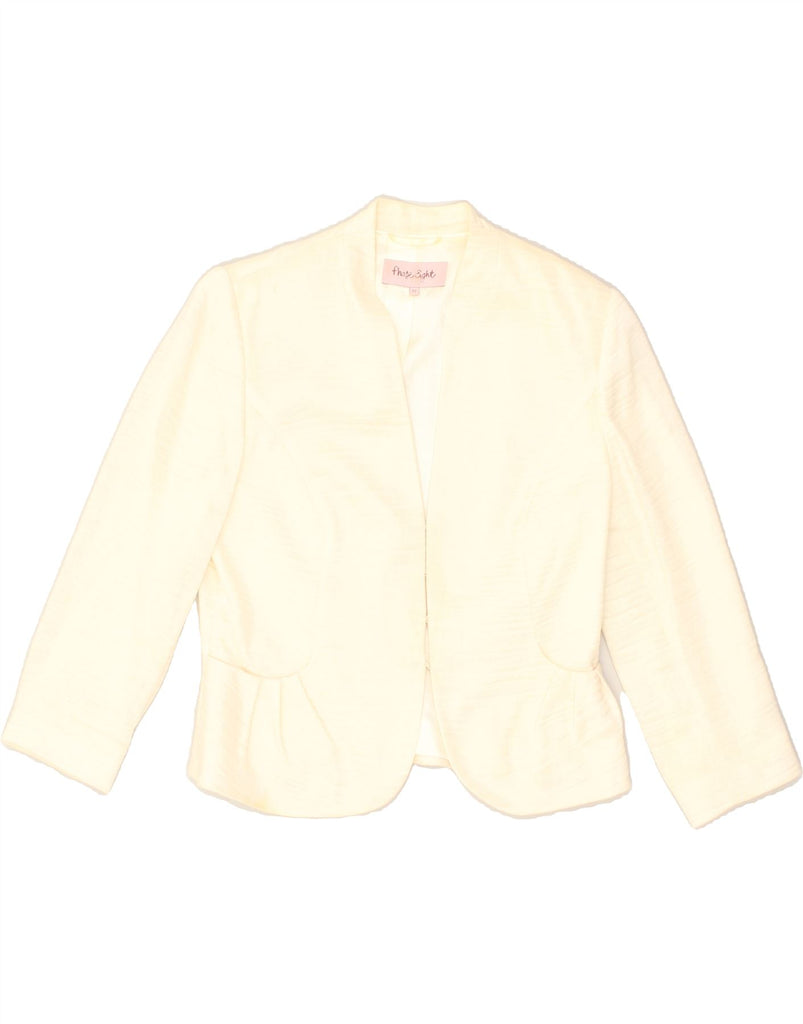 PHASE EIGHT Womens 3/4 Sleeve Blazer Jacket US 12 Large Beige Linen | Vintage Phase Eight | Thrift | Second-Hand Phase Eight | Used Clothing | Messina Hembry 