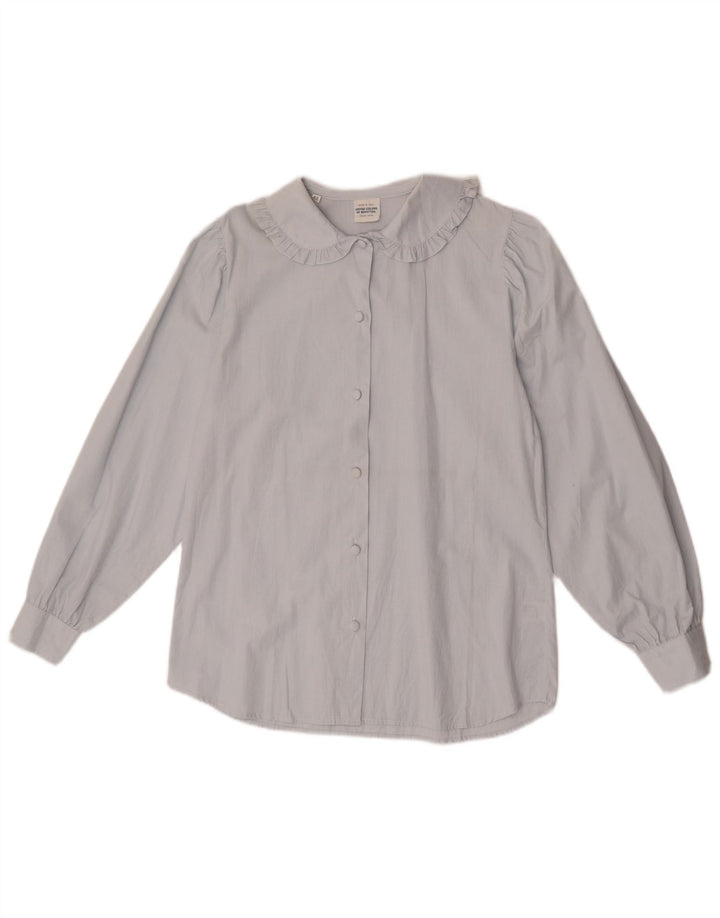 Benetton Womens Shirt Blouse IT 42 Medium Blue Cotton