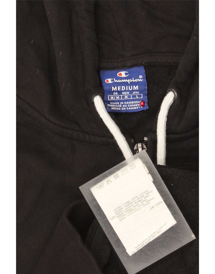 Champion Mens Graphic Zip Hoodie Sweater Medium Black Cotton