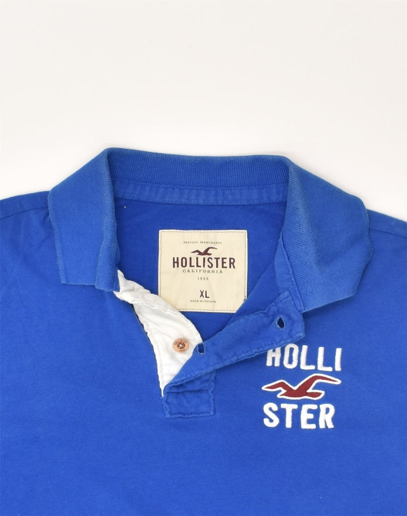 HOLLISTER Womens Graphic Polo Shirt UK 18 XL Blue Cotton | Vintage Hollister | Thrift | Second-Hand Hollister | Used Clothing | Messina Hembry 