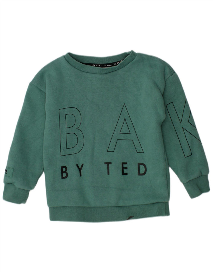 Ted Baker Boys Graphic Sweatshirt Jumper 2-3 Years Green Cotton