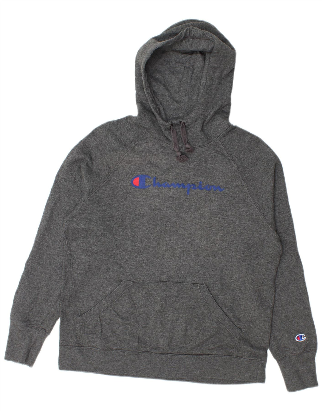 Champion Womens Graphic Hoodie Jumper UK 14 Medium Grey Flecked