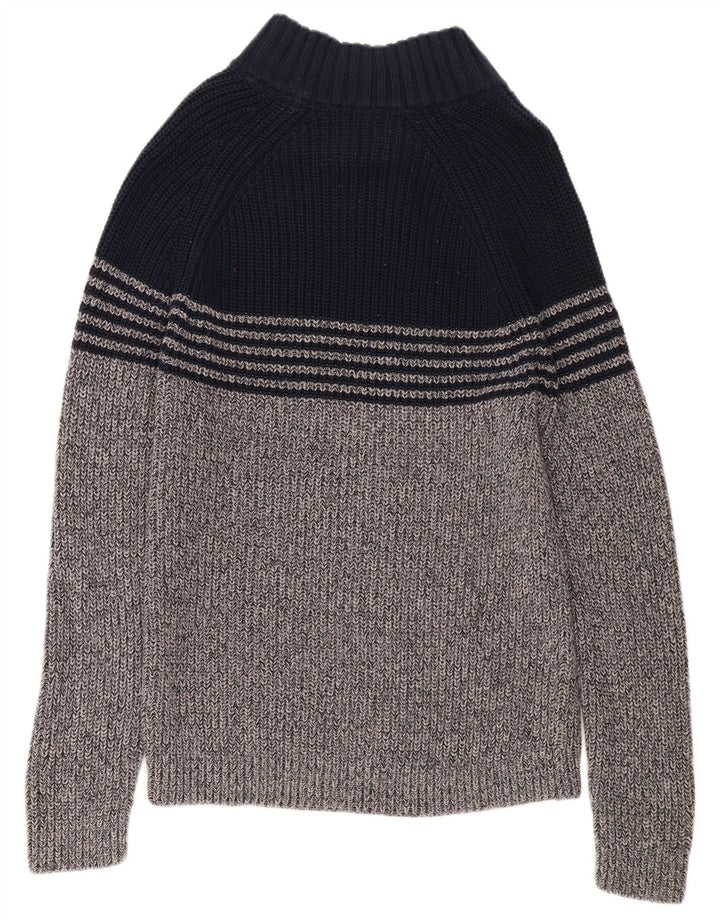 WHITE STUFF Womens Button Neck Jumper Sweater UK 16 Large Grey Colourblock