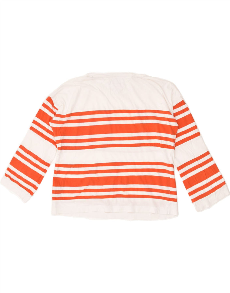 TOMMY HILFIGER Womens Oversized Top 3/4 Sleeve UK 10 Small White Striped Vintage Tommy Hilfiger and Second-Hand Tommy Hilfiger from Messina Hembry 