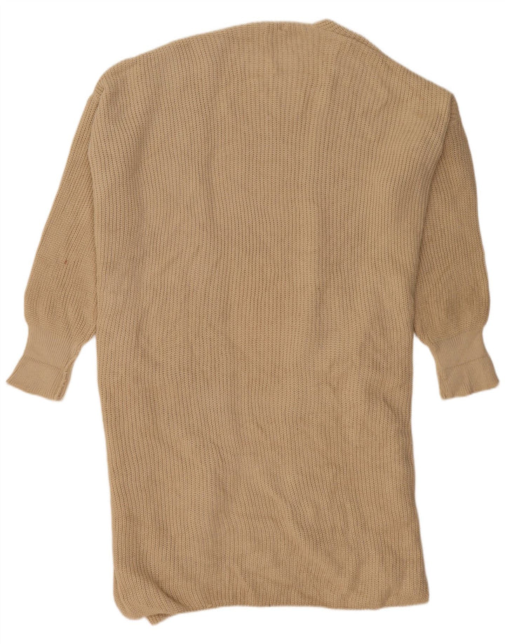 Topshop Womens Oversized Longline Open Cardigan Sweater UK 14 Medium Beige
