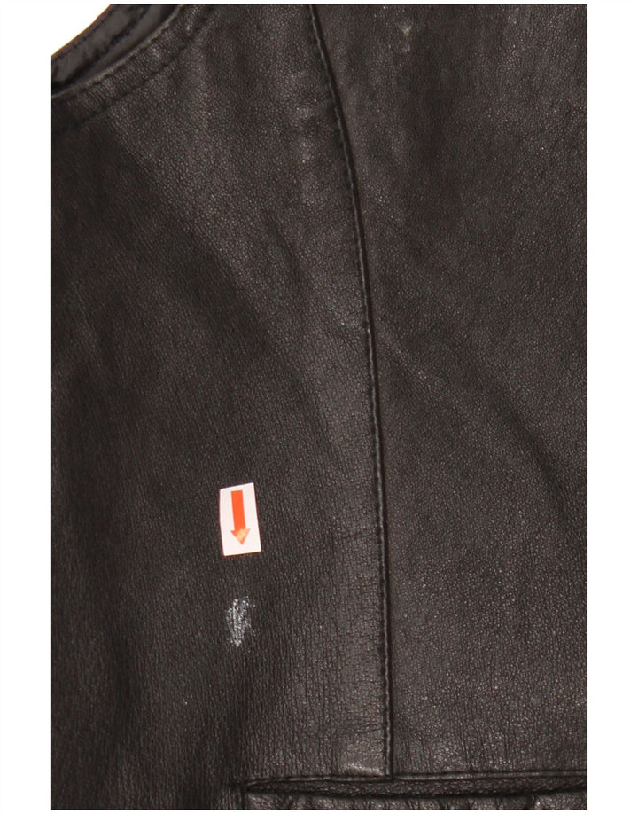 John F Gee Mens Leather Waistcoat Medium Black Leather