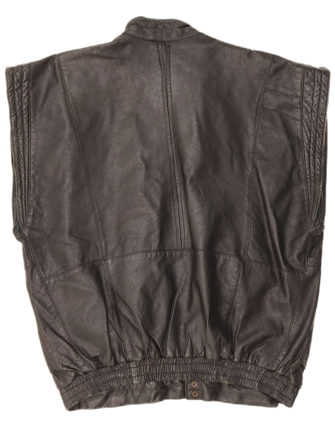Vintage Mens Leather Gilet UK 40 Large Black Leather