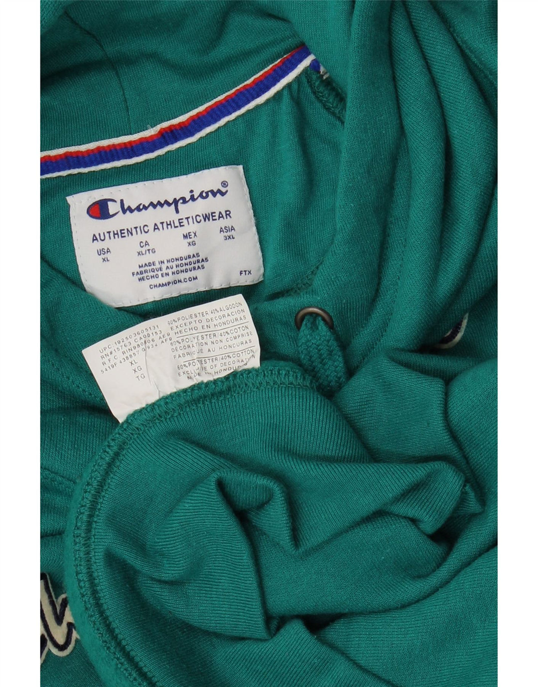 CHAMPION Womens Oversized Graphic Hoodie Jumper UK 18 XL Green Cotton