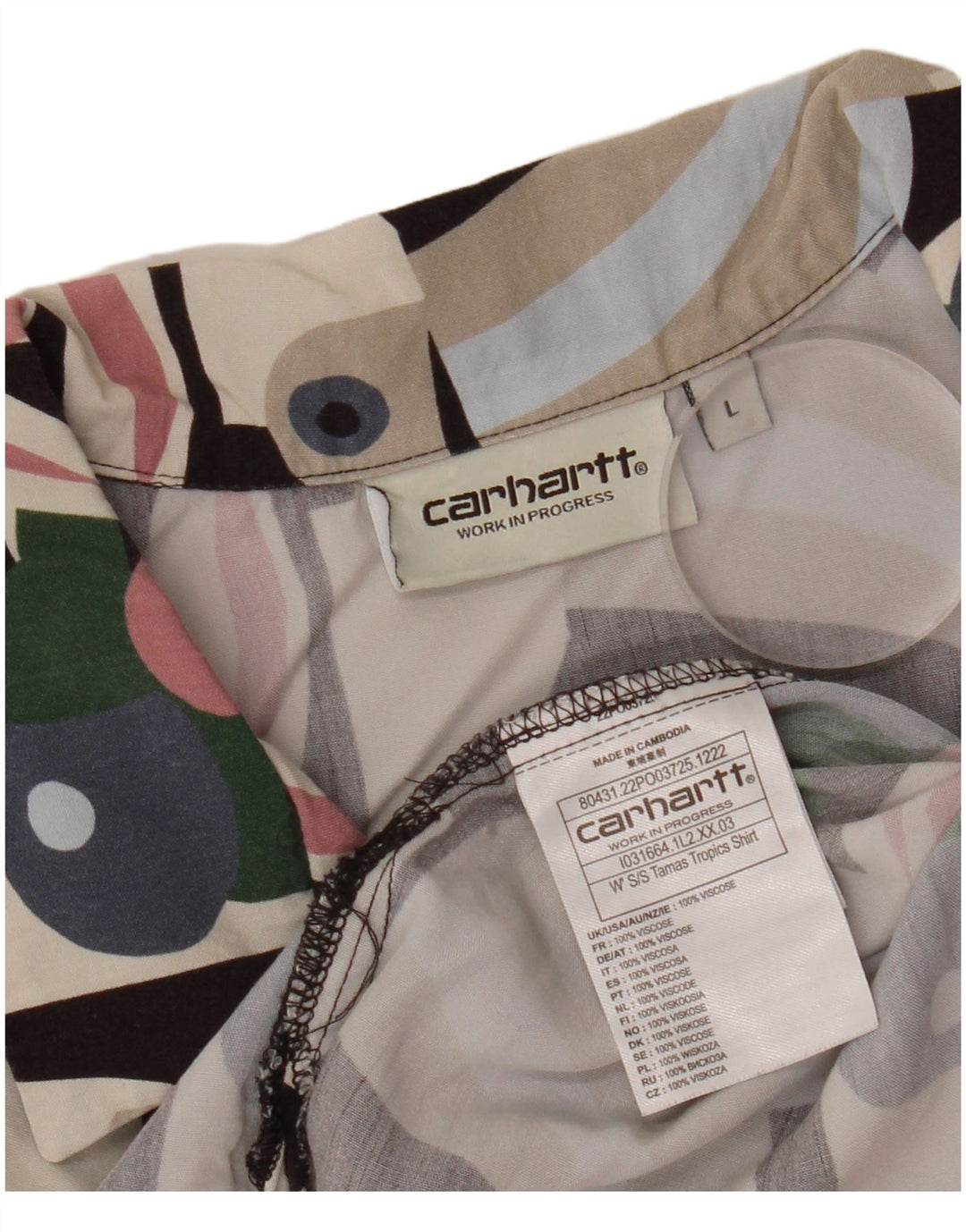 CARHARTT Mens Graphic Short Sleeve Shirt Large Multicoloured Patchwork
