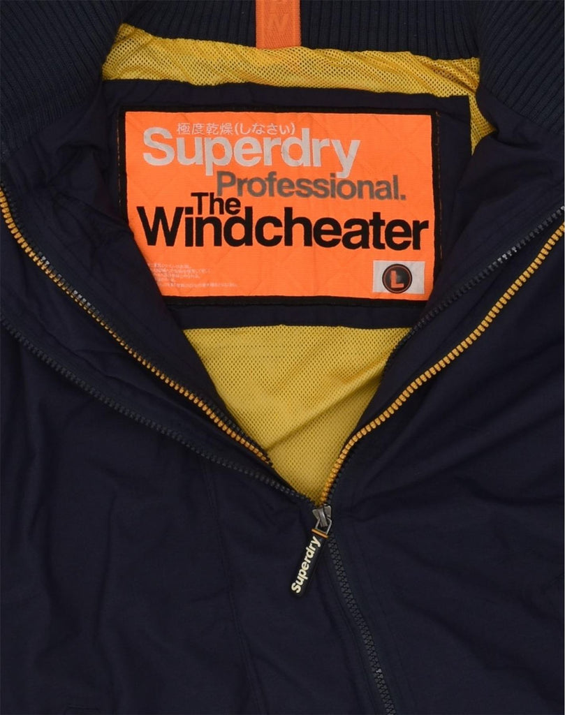 SUPERDRY Womens The Windcheater Rain Jacket UK 16 Large Navy Blue | Vintage Superdry | Thrift | Second-Hand Superdry | Used Clothing | Messina Hembry 