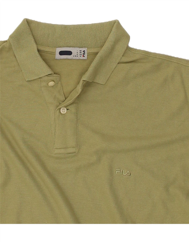 FILA Mens Long Sleeve Polo Shirt IT 50 Medium Khaki Cotton Vintage Fila and Second-Hand Fila from Messina Hembry 