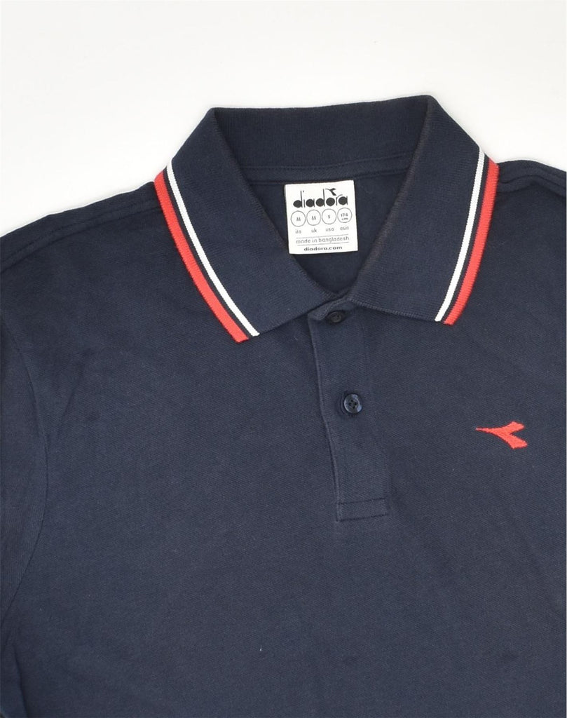 DIADORA Mens Polo Shirt Medium Navy Blue Cotton | Vintage Diadora | Thrift | Second-Hand Diadora | Used Clothing | Messina Hembry 