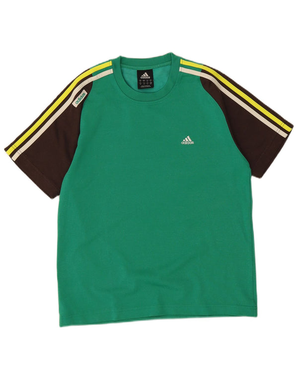 Adidas Mens T-Shirt Top Medium Green Colourblock Cotton