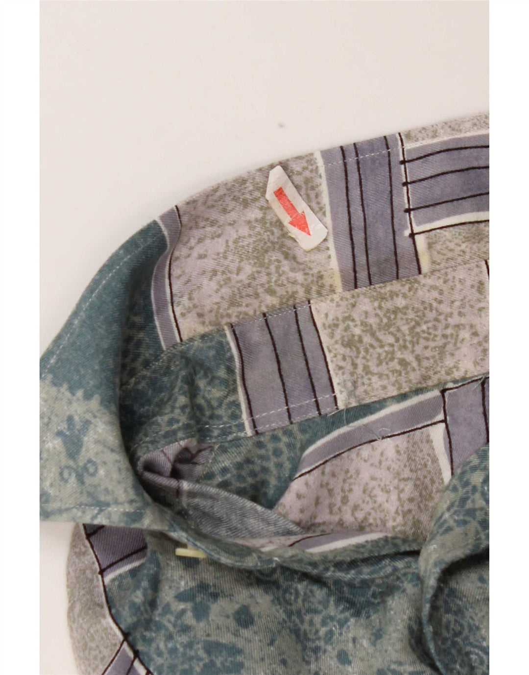 Fitzroy Mens Shirt Large Green Patchwork Viscose