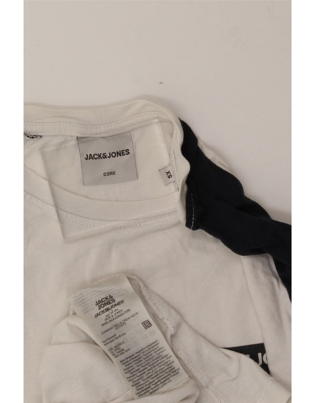 JACK & JONES Mens Top Long Sleeve XS White Colourblock Cotton Vintage Jack & Jones and Second-Hand Jack & Jones from Messina Hembry 