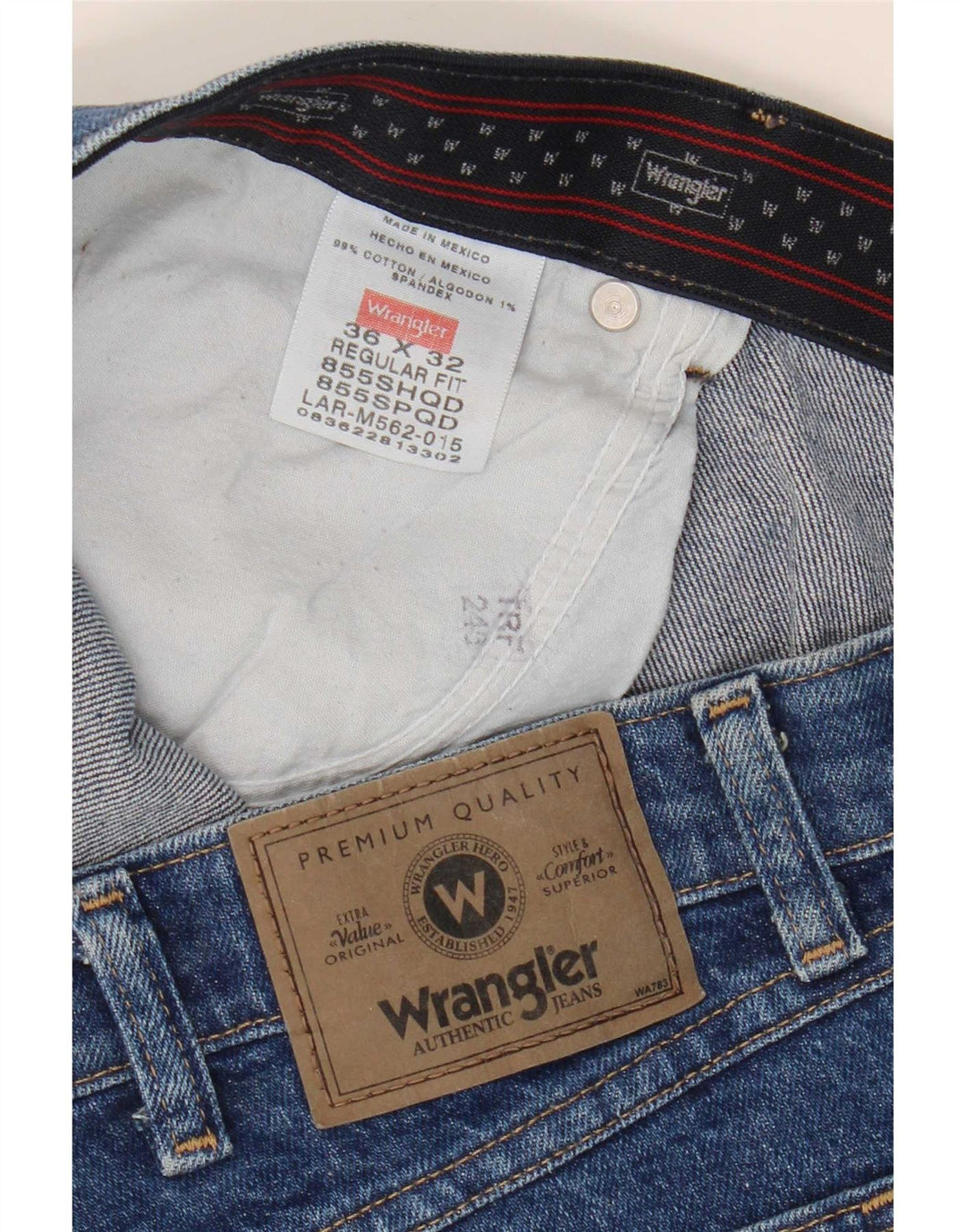 Wrangler Mens Regular Fit Straight Jeans W36 L32 Blue Cotton