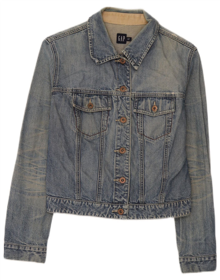 Gap Womens Crop Denim Jacket UK 10 Small Blue Cotton