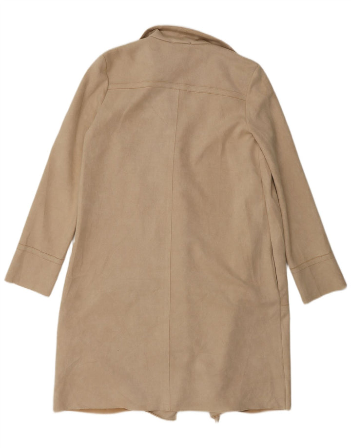 Zara Womens Open Oversized Overcoat UK 10 Small Beige Polyester
