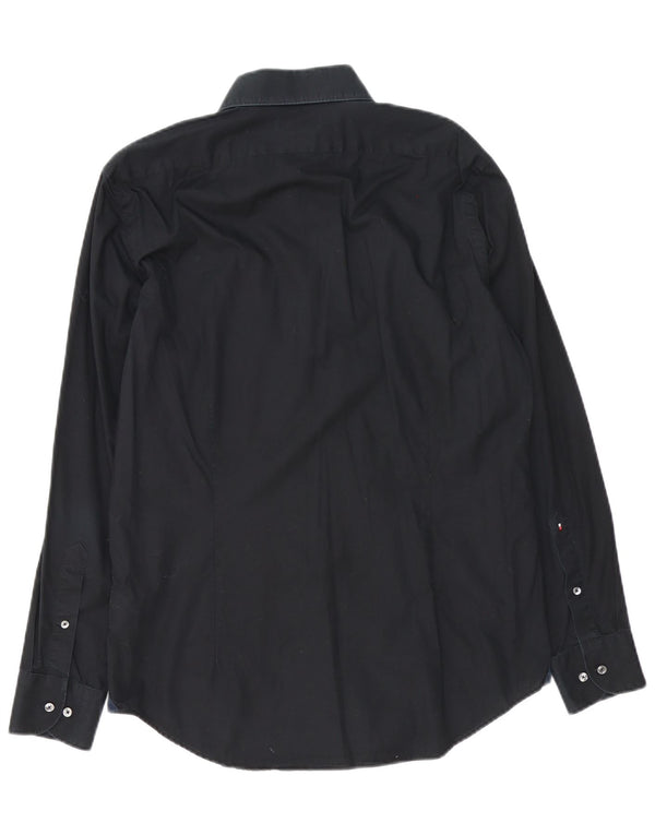 Tommy Hilfiger Mens Tailored Fit Shirt Size 40 15 1/2 Medium Black Cotton