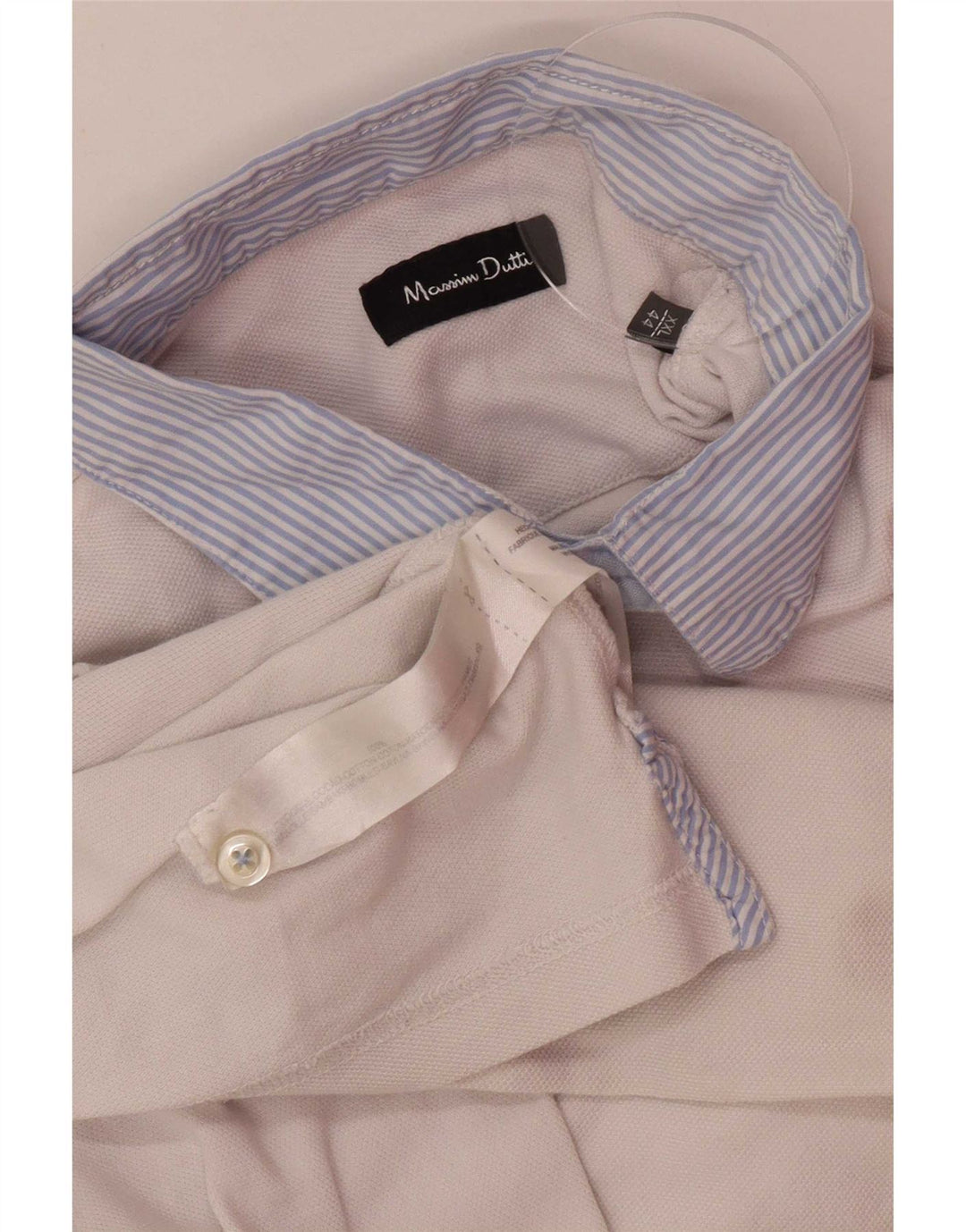 Massimo Dutti Mens Polo Shirt 2XL White Cotton