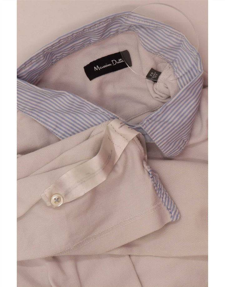 Massimo Dutti Mens Polo Shirt 2XL White Cotton