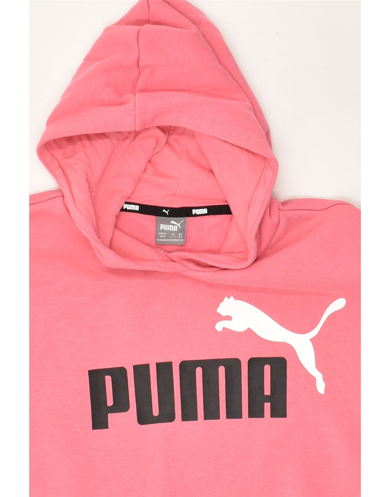 PUMA Girls Oversized Crop Hoodie Jumper 11-12 Years Pink Cotton | Vintage Puma | Thrift | Second-Hand Puma | Used Clothing | Messina Hembry 